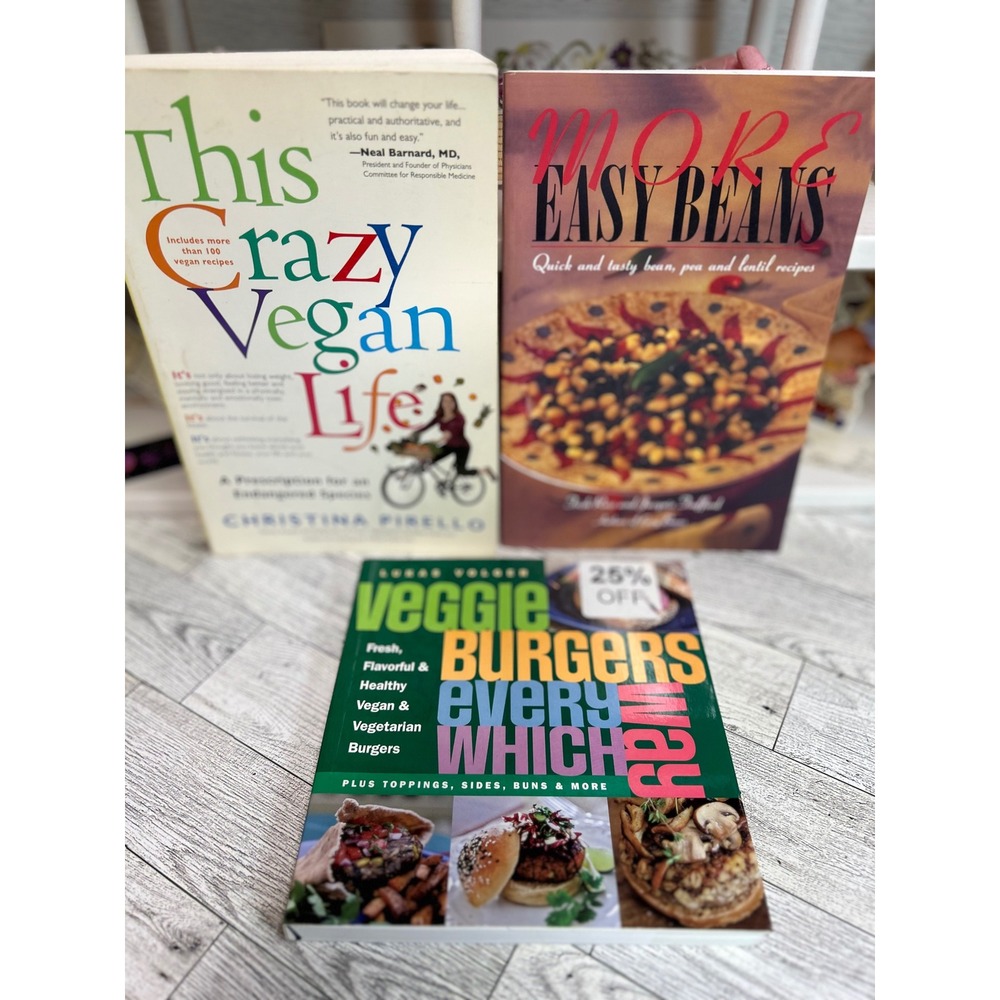 Vegan Vegetarian Cookbook Lot 3 This Crazy Vegan Life Veggie Burgers